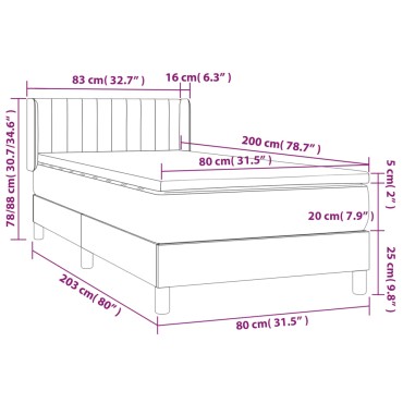 vidaXL Κρεβάτι Boxspring με Στρώμα Σκούρο Πράσινο 80x200 εκ. Βελούδινο