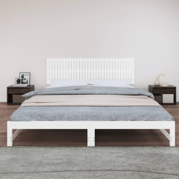 vidaXL Κεφαλάρι Τοίχου Λευκό 204x3x60cm από Μασίφ Ξύλο Πεύκου 1 τεμ.
