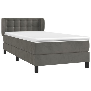 vidaXL Κρεβάτι Boxspring με Στρώμα Σκούρο Γκρι 80x200 εκ. Βελούδινο