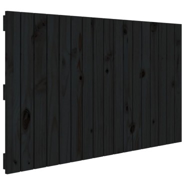 vidaXL Κεφαλάρι Τοίχου Μαύρο 108x3x60cm από Μασίφ Ξύλο Πεύκου 1 τεμ.