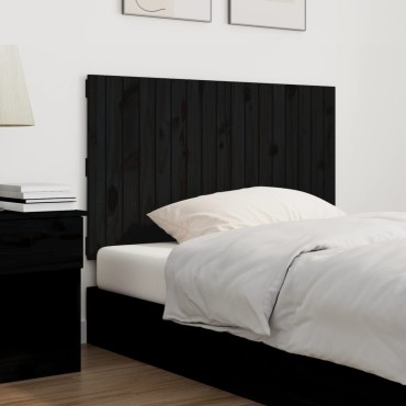 vidaXL Κεφαλάρι Τοίχου Μαύρο 108x3x60cm από Μασίφ Ξύλο Πεύκου 1 τεμ.