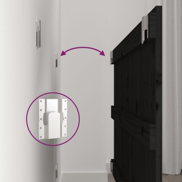 vidaXL Κεφαλάρι Τοίχου Μαύρο 108x3x60cm από Μασίφ Ξύλο Πεύκου 1 τεμ.