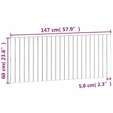 vidaXL Κεφαλάρι Τοίχου Μελί 147x3x60cm από Μασίφ Ξύλο Πεύκου 1 τεμ.