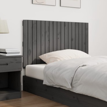 vidaXL Κεφαλάρι Τοίχου Γκρι 108x3x60cm από Μασίφ Ξύλο Πεύκου 1 τεμ.