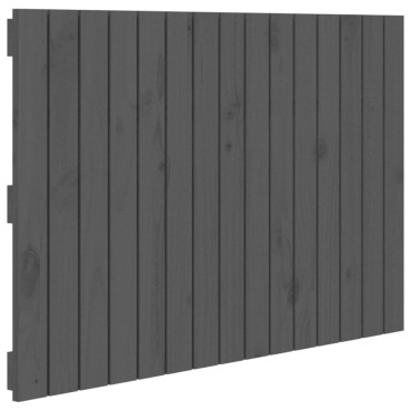 vidaXL Κεφαλάρι Τοίχου Γκρι 95,5x3x60cm από Μασίφ Ξύλο Πεύκου 1 τεμ.