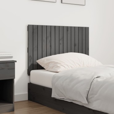 vidaXL Κεφαλάρι Τοίχου Γκρι 95,5x3x60cm από Μασίφ Ξύλο Πεύκου 1 τεμ.