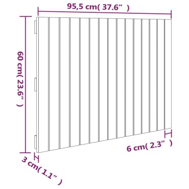 vidaXL Κεφαλάρι Τοίχου Γκρι 95,5x3x60cm από Μασίφ Ξύλο Πεύκου 1 τεμ.