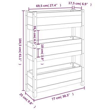 vidaXL Ζαρντινιέρα Καφέ Μελί 77x25x104,5 εκ. από Μασίφ Ξύλο Πεύκου