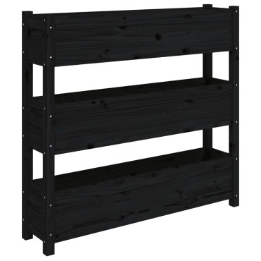 vidaXL Ζαρντινιέρα 112 x 25 x 104,5 εκ. Μαύρο από Μασίφ Ξύλο Πεύκου