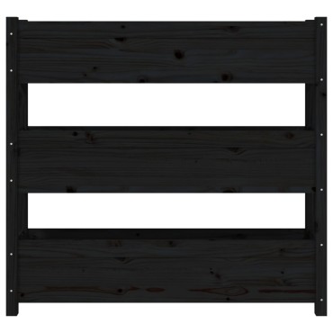 vidaXL Ζαρντινιέρα 112 x 25 x 104,5 εκ. Μαύρο από Μασίφ Ξύλο Πεύκου