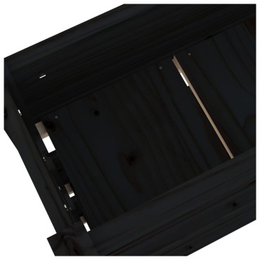 vidaXL Ζαρντινιέρα 112 x 25 x 104,5 εκ. Μαύρο από Μασίφ Ξύλο Πεύκου