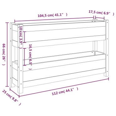 vidaXL Ζαρντινιέρα Καφέ Μελί 112x25x66 εκ. από Μασίφ Ξύλο Πεύκου