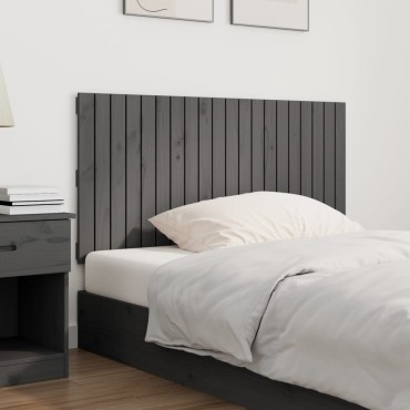 vidaXL Κεφαλάρι Τοίχου Γκρι 127,5x3x60cm από Μασίφ Ξύλο Πεύκου 1 τεμ.