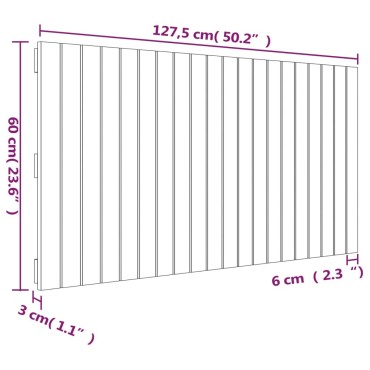 vidaXL Κεφαλάρι Τοίχου Γκρι 127,5x3x60cm από Μασίφ Ξύλο Πεύκου 1 τεμ.