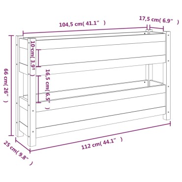 vidaXL Ζαρντινιέρα Γκρι 112x25x66 εκ. από Μασίφ Ξύλο Πεύκου