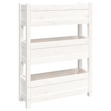 vidaXL Ζαρντινιέρα Λευκή 77x25x104,5 εκ. από Μασίφ Ξύλο Πεύκου