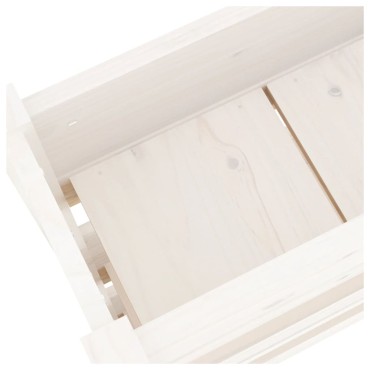 vidaXL Ζαρντινιέρα Λευκή 77x25x104,5 εκ. από Μασίφ Ξύλο Πεύκου