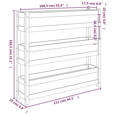 vidaXL Ζαρντινιέρα Καφέ Μελί 112x25x104,5 εκ. από Μασίφ Ξύλο Πεύκου