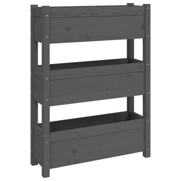 vidaXL Ζαρντινιέρα Γκρι 77x25x104,5 εκ. από Μασίφ Ξύλο Πεύκου