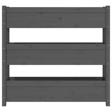 vidaXL Ζαρντινιέρα 112 x 25 x 104,5 εκ. Γκρι από Μασίφ Ξύλο Πεύκου