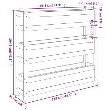 vidaXL Ζαρντινιέρα 112 x 25 x 104,5 εκ. Γκρι από Μασίφ Ξύλο Πεύκου