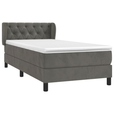 vidaXL Κρεβάτι Boxspring με Στρώμα Σκούρο Γκρι 80x200 εκ. Βελούδινο