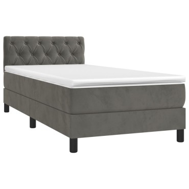 vidaXL Κρεβάτι Boxspring με Στρώμα Σκούρο Γκρι 80x200 εκ. Βελούδινο