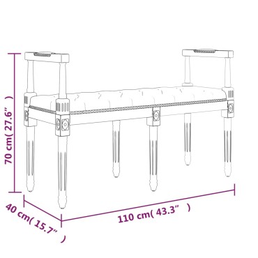 vidaXL Πάγκος Σκούρο Γκρι 110x40x70cm Βελούδινος 1 τεμ.