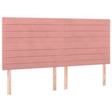 vidaXL Κεφαλάρια Κρεβατιού 4 τεμ. Ροζ 90x5x78/88cm Βελούδινο