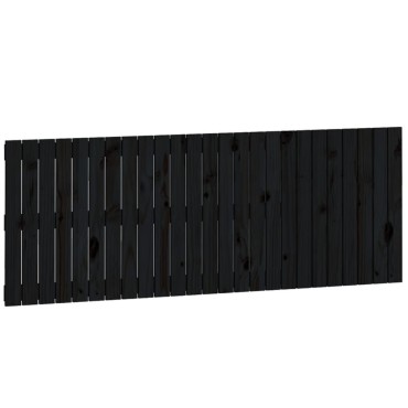 vidaXL Κεφαλάρι Τοίχου Μαύρο 159,5x3x60cm από Μασίφ Ξύλο Πεύκου 1 τεμ.