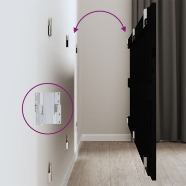 vidaXL Κεφαλάρι Τοίχου Μαύρο 159,5x3x60cm από Μασίφ Ξύλο Πεύκου 1 τεμ.