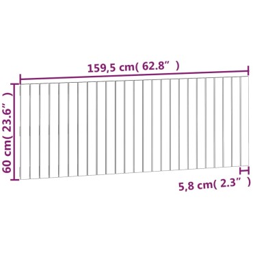 vidaXL Κεφαλάρι Τοίχου Μαύρο 159,5x3x60cm από Μασίφ Ξύλο Πεύκου 1 τεμ.