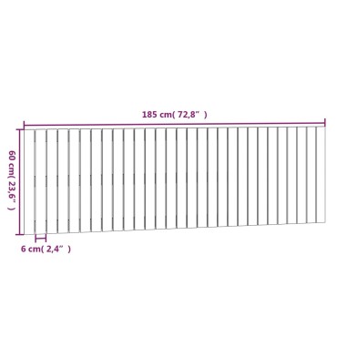 vidaXL Κεφαλάρι Τοίχου Γκρι 185x3x60cm από Μασίφ Ξύλο Πεύκου 1 τεμ.