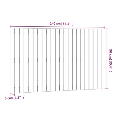 vidaXL Κεφαλάρι Τοίχου Γκρι 140x3x90cm από Μασίφ Ξύλο Πεύκου 1 τεμ.