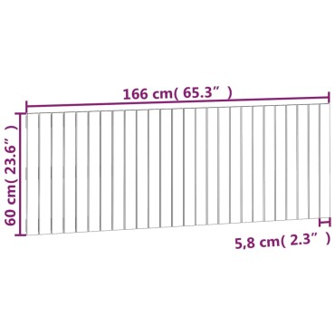 vidaXL Κεφαλάρι Τοίχου Μελί 166x3x60cm από Μασίφ Ξύλο Πεύκου 1 τεμ.