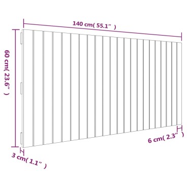 vidaXL Κεφαλάρι Τοίχου Γκρι 140x3x60cm από Μασίφ Ξύλο Πεύκου 1 τεμ.