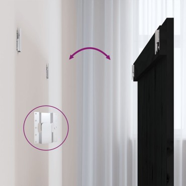 vidaXL Κεφαλάρι Τοίχου Μαύρο 108x3x90cm από Μασίφ Ξύλο Πεύκου 1 τεμ.