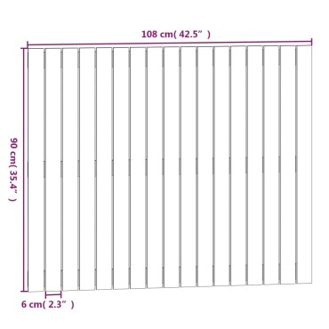 vidaXL Κεφαλάρι Τοίχου Μαύρο 108x3x90cm από Μασίφ Ξύλο Πεύκου 1 τεμ.