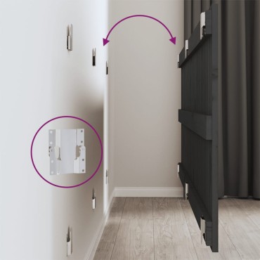vidaXL Κεφαλάρι Τοίχου Γκρι 166x3x60cm από Μασίφ Ξύλο Πεύκου 1 τεμ.