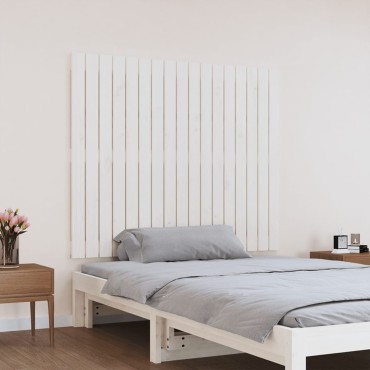 vidaXL Κεφαλάρι Τοίχου Λευκό 108x3x90cm από Μασίφ Ξύλο Πεύκου 1 τεμ.