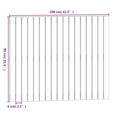 vidaXL Κεφαλάρι Τοίχου Λευκό 108x3x90cm από Μασίφ Ξύλο Πεύκου 1 τεμ.