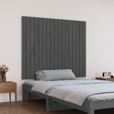 vidaXL Κεφαλάρι Τοίχου Γκρι 108x3x90cm από Μασίφ Ξύλο Πεύκου 1 τεμ.
