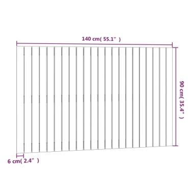 vidaXL Κεφαλάρι Τοίχου Μελί 140x3x90cm από Μασίφ Ξύλο Πεύκου 1 τεμ.