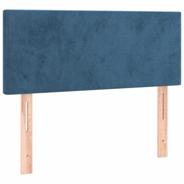 vidaXL Κρεβάτι Boxspring με Στρώμα Σκούρο Μπλε 90x190 εκ. Βελούδινο