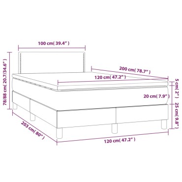vidaXL Κρεβάτι Boxspring με Στρώμα Σκούρο Πράσινο 120x200εκ. Βελούδινο