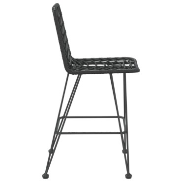 vidaXL Σκαμπό Μπαρ 2 τεμ. Μαύρα 45x56x103cm Ρατάν Πολυαιθ. & Χάλυβας