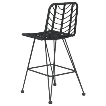 vidaXL Σκαμπό Μπαρ 2 τεμ. Μαύρα 45x56x103cm Ρατάν Πολυαιθ. & Χάλυβας
