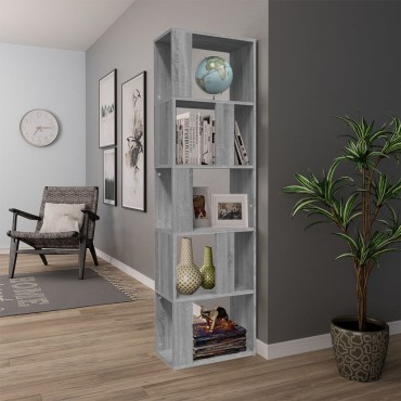 vidaXL Βιβλιοθήκη Γκρι Sonoma 45x24x160cm από Επεξεργασμένο Ξύλο 1 τεμ.