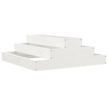 vidaXL Ζαρντινιέρα Λευκή 80 x 80 x 27 εκ. από Μασίφ Ξύλο Πεύκου