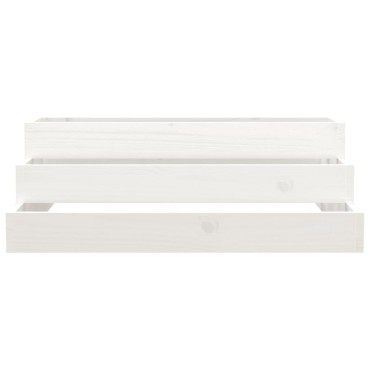 vidaXL Ζαρντινιέρα Λευκή 80 x 80 x 27 εκ. από Μασίφ Ξύλο Πεύκου